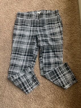 LOFT Black & White Grid-Pattern Chinos